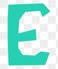 Letter E png in green paper cut shape font, transparent background