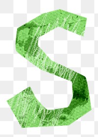 Letter S png paper craft font, transparent background