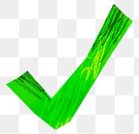 Green tick mark PNG craft element, transparent background