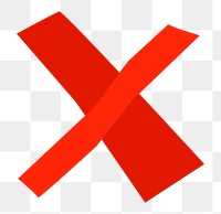 Red x mark PNG element, transparent background