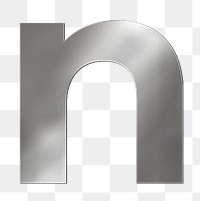 PNG alphabet n silver metallic font, transparent background
