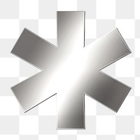 PNG asterisk symbol silver metallic font, transparent background