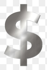 PNG dollar sign silver metallic font, transparent background
