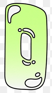Letter O png cute funky lime green font, transparent background