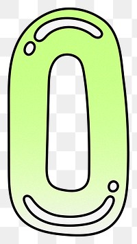 Letter O png cute funky lime green font, transparent background