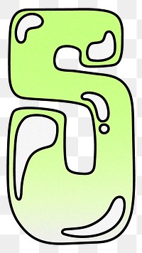 Letter S png cute funky lime green font, transparent background