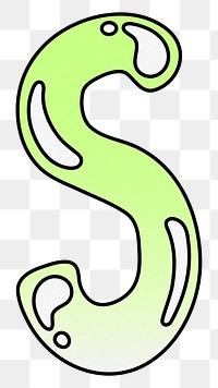 Letter S png cute funky lime green font, transparent background