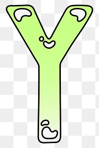Letter Y png cute funky lime green font, transparent background
