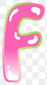 Letter F png cute cute funky pink font, transparent background