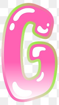Letter G png cute cute funky pink font, transparent background