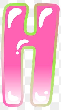 Letter H png cute cute funky pink font, transparent background