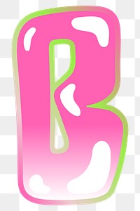 Letter B png cute cute funky pink font, transparent background