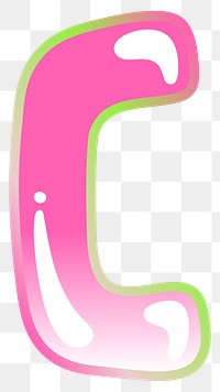 Letter C png cute cute funky pink font, transparent background