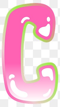 Letter C png cute cute funky pink font, transparent background