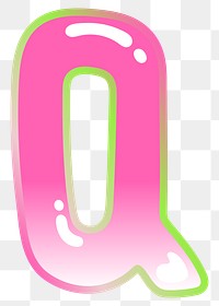 Letter Q png cute cute funky pink font, transparent background