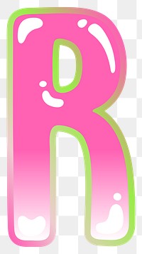 Letter R png cute cute funky pink font, transparent background