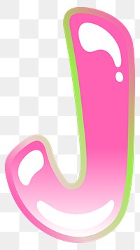 Letter J png cute cute funky pink font, transparent background