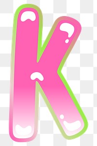 Letter K png cute cute funky pink font, transparent background