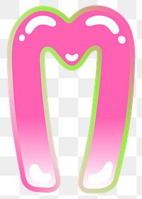 Letter M png cute cute funky pink font, transparent background