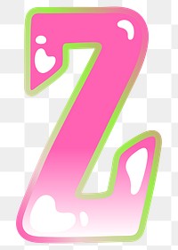 Letter Z png cute cute funky pink font, transparent background