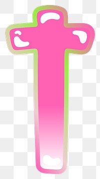Letter t png cute cute funky pink font, transparent background