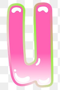 Letter u png cute cute funky pink font, transparent background