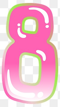 Number 8 png cute cute funky pink font, transparent background