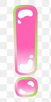 PNG exclamation mark  sign, funky pink symbol, transparent background