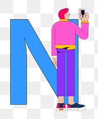 Letter N png character font, transparent background