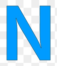 Letter N png blue font, transparent background