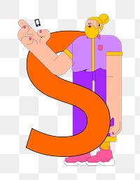 Letter S png character font, transparent background