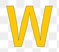 Letter W png yellow font, transparent background