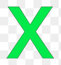 Letter X png green font, transparent background