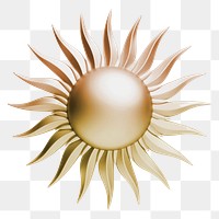 Sun  icon png holographic fluid chrome shape, transparent background