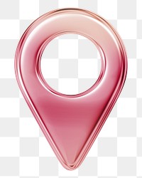 Location pin  icon png holographic fluid chrome shape, transparent background
