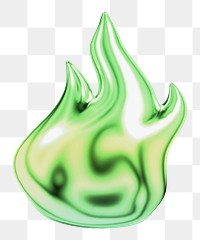 Flame  icon png holographic fluid chrome shape, transparent background