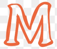 PNG Letter M hand drawn doodle font, transparent background