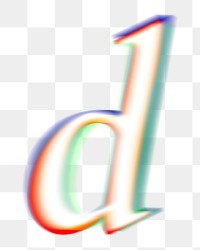 Letter d png offset color font, transparent background