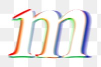 Letter m png offset color font, transparent background