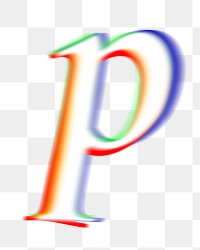 Letter p png offset color font, transparent background