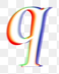 Letter q png offset color font, transparent background