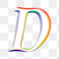 Letter D png offset color font, transparent background