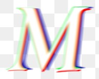 Letter M png offset color font, transparent background