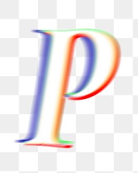 Letter P png offset color font, transparent background