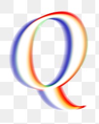 Letter Q png offset color font, transparent background