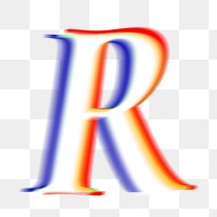 Letter R png offset color font, transparent background
