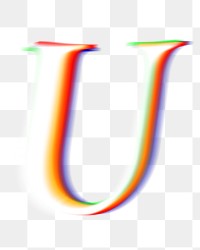Letter U png offset color font, transparent background