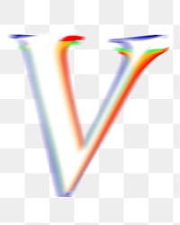 Letter V png offset color font, transparent background