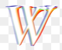 Letter W png offset color font, transparent background