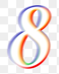 Number 8 png offset color font, transparent background